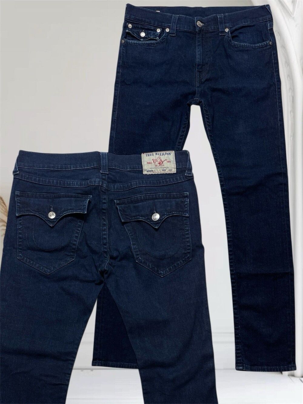 True Religion Rocco Men's Relaxed Skinny Blue Jeans Size 36x33